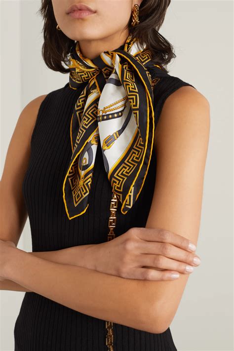 how to wear versace silk scarf|Versace printed silk scarf.